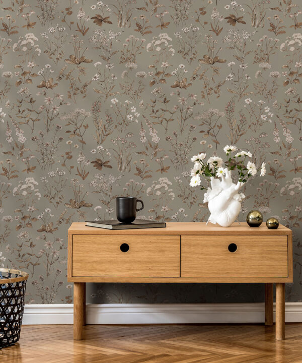 Wallpaper Republic - Floral Emporium Collection - Meadows Antique - French Grey - Insitu