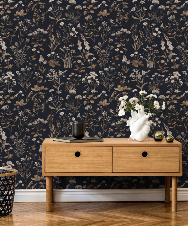 Wallpaper Republic - Floral Emporium Collection - Meadows Antique - Navy - Insitu