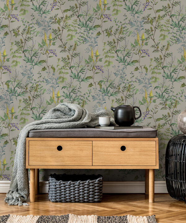 Wallpaper Republic - Floral Emporium Collection - Woodland Floral - Antique Green - Insitu