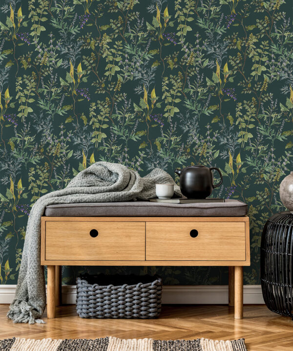 Wallpaper Republic - Floral Emporium Collection - Woodland Floral - Green - Insitu