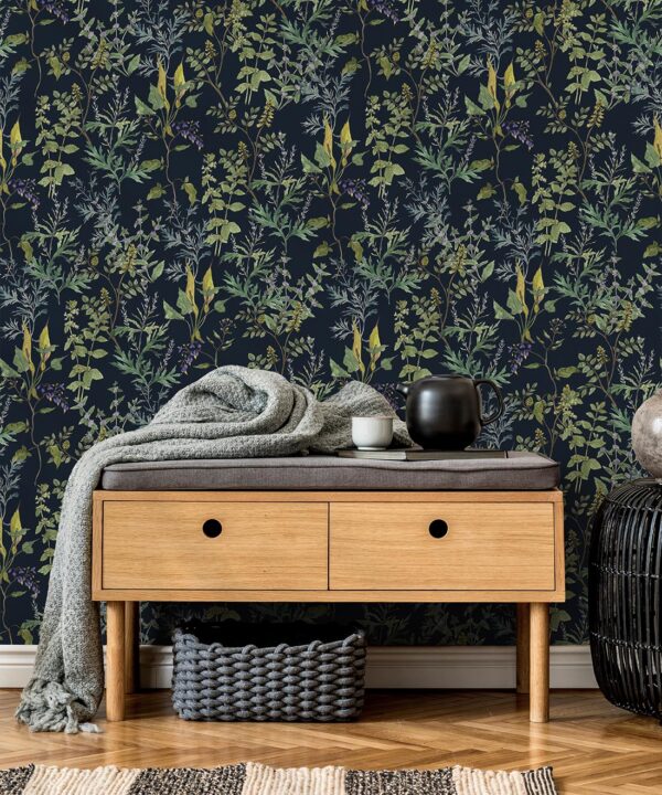 Wallpaper Republic - Floral Emporium Collection - Woodland Floral - Navy - Insitu