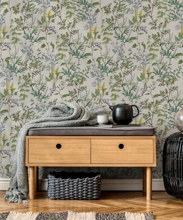 Wallpaper Republic - Floral Emporium Collection - Woodland Floral - Stone - Insitu