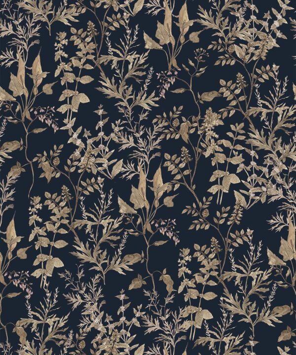 Wallpaper Republic - Floral Emporium Collection - Antique Botanica - Navy - Swatch