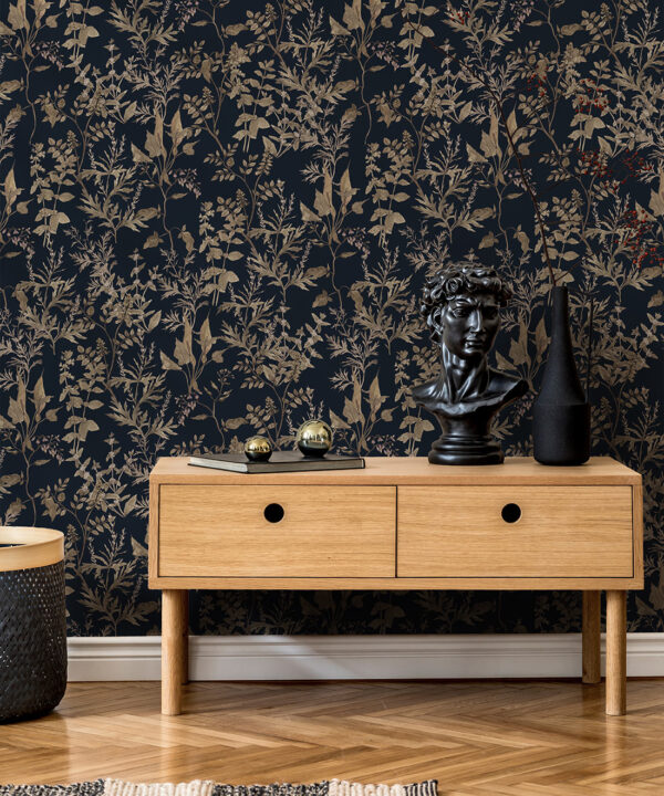 Wallpaper Republic - Floral Emporium Collection - Antique Botanica - Navy - Insitu