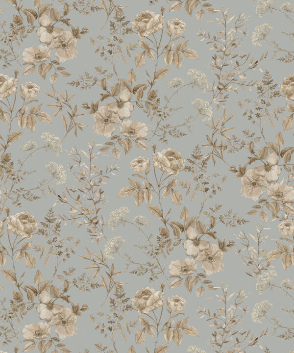 Wallpaper Republic - Floral Emporium Collection - Belle Fleur - Dusty Blue - Swatch