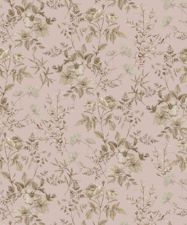 Wallpaper Republic - Floral Emporium Collection - Belle Fleur - Dusty Pink - Swatch