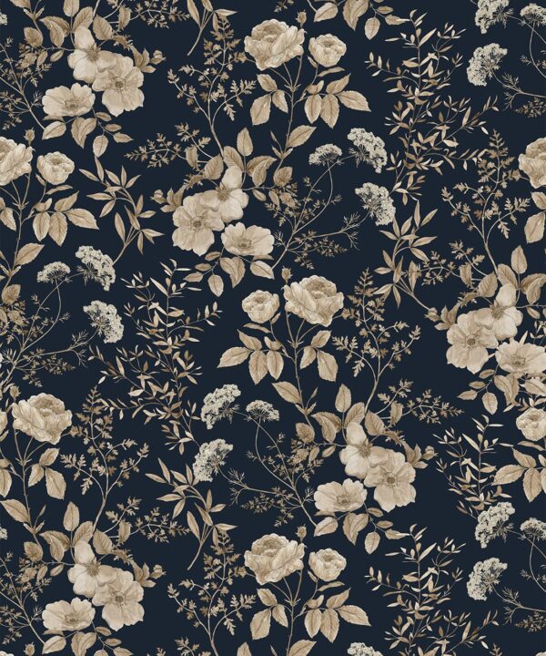 Wallpaper Republic - Floral Emporium Collection - Belle Fleur - Navy - Swatch