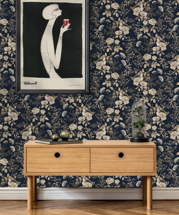 Wallpaper Republic - Floral Emporium Collection - Belle Fleur - Navy - Insitu