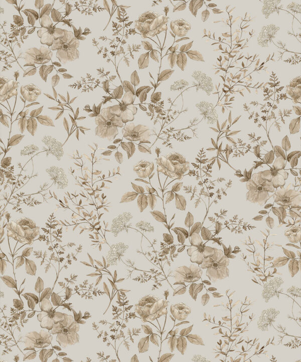 Wallpaper Republic - Floral Emporium Collection - Belle Fleur - Stone - Swatch