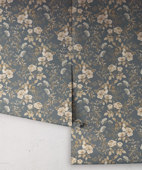 Wallpaper Republic - Floral Emporium Collection - Belle Fleur - Slate Grey - Rolls