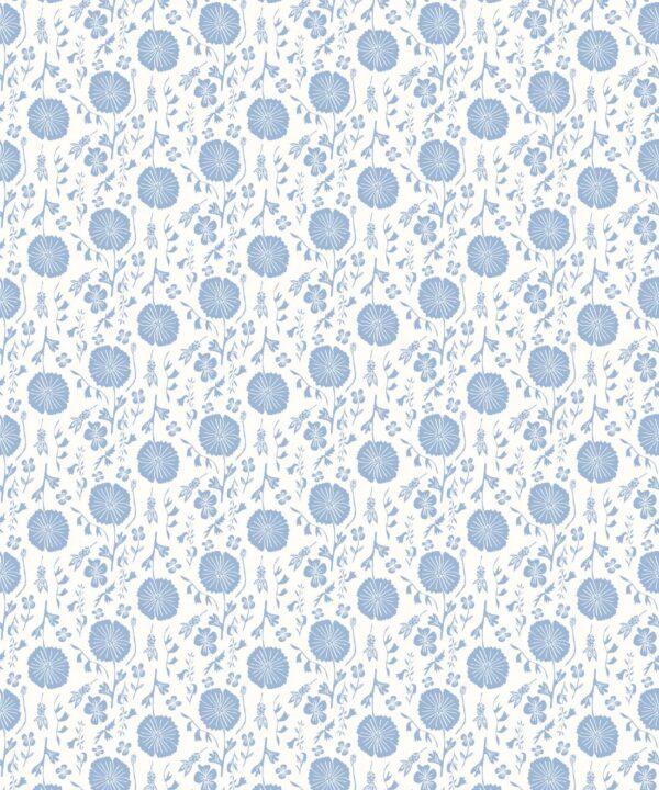 In The Bloom Collection - Wallpaper Republic - Meadow Dreams Wallpaper - Colorway: Blue - Swatch