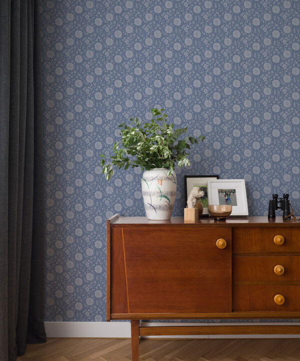 In The Bloom Collection - Wallpaper Republic - Meadow Dreams Wallpaper - Colorway: Blue Grey - Insitu