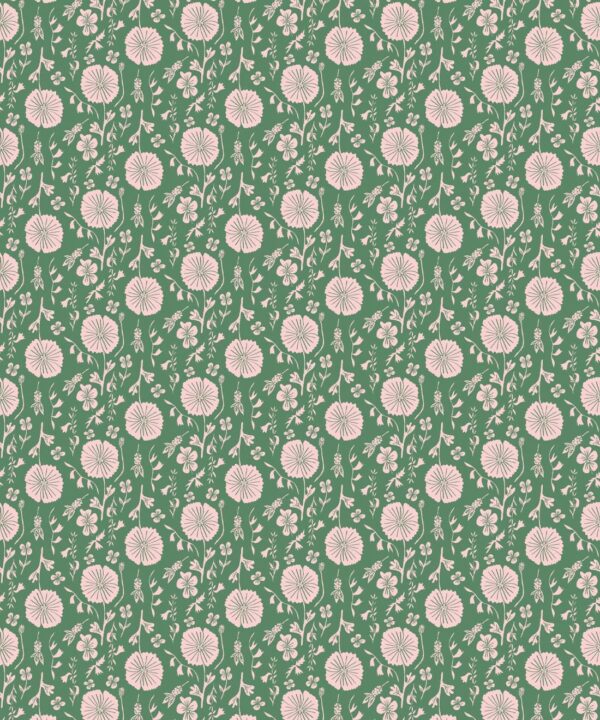 In The Bloom Collection - Wallpaper Republic - Meadow Dreams Wallpaper - Colorway: Forest - Swatch