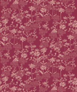 In The Bloom Collection - Wallpaper Republic - London Street Flowers Wallpaper - Colorway: Burgundy - Swatch
