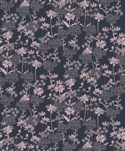 In The Bloom Collection - Wallpaper Republic - London Street Flowers Wallpaper - Colorway: Deep Blue - Swatch