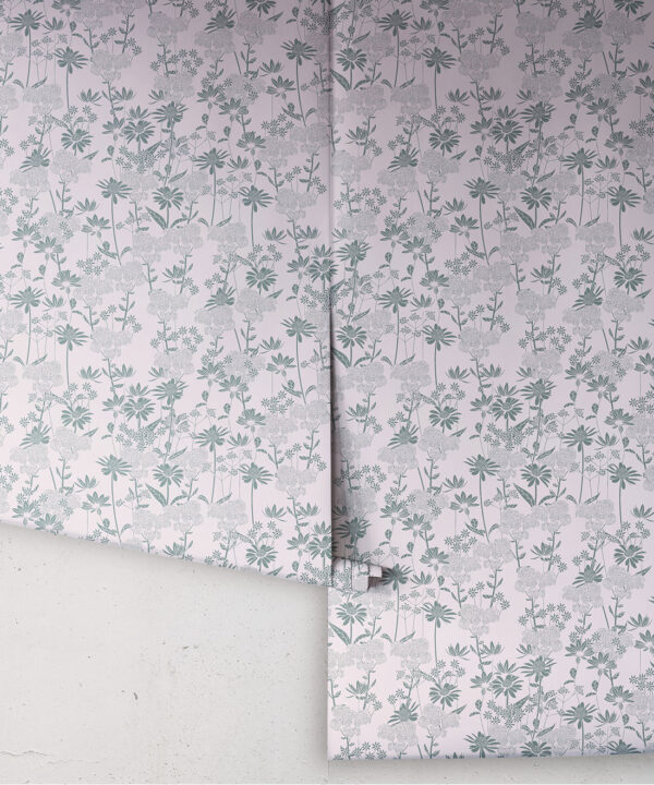 In The Bloom Collection - Wallpaper Republic - London Street Flowers Wallpaper - Colorway: Moss - Rolls