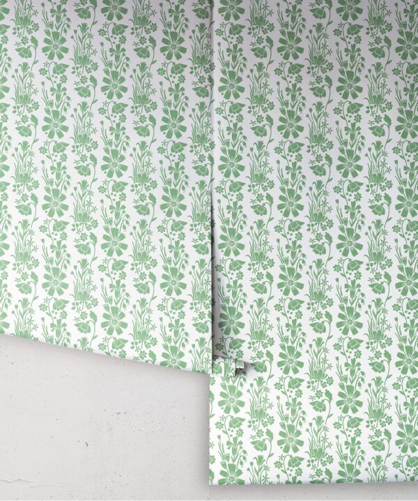 In The Bloom Collection - Wallpaper Republic - Corsage Wallpaper - Colorway: Corsage Pear Green - Rolls