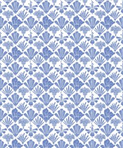 In The Bloom Collection - Wallpaper Republic - Fanned Flowers Wallpaper - Colorway: Blue - Swatch