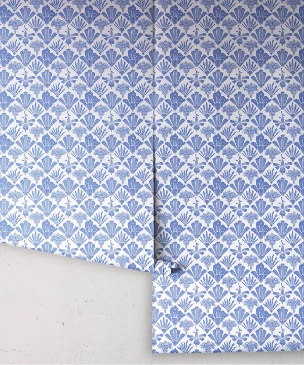 In The Bloom Collection - Wallpaper Republic - Fanned Flowers Wallpaper - Colorway: Blue - Rolls