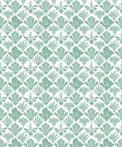 In The Bloom Collection - Wallpaper Republic - Fanned Flowers Wallpaper - Colorway: Green - Swatch