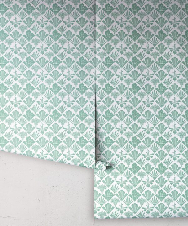 In The Bloom Collection - Wallpaper Republic - Fanned Flowers Wallpaper - Colorway: Green - Rolls