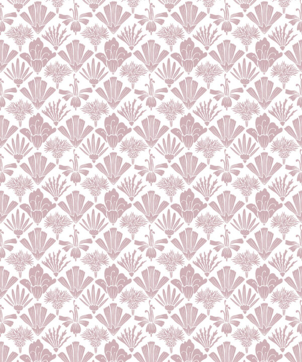 In The Bloom Collection - Wallpaper Republic - Fanned Flowers Wallpaper - Colorway: Rose - Swatch