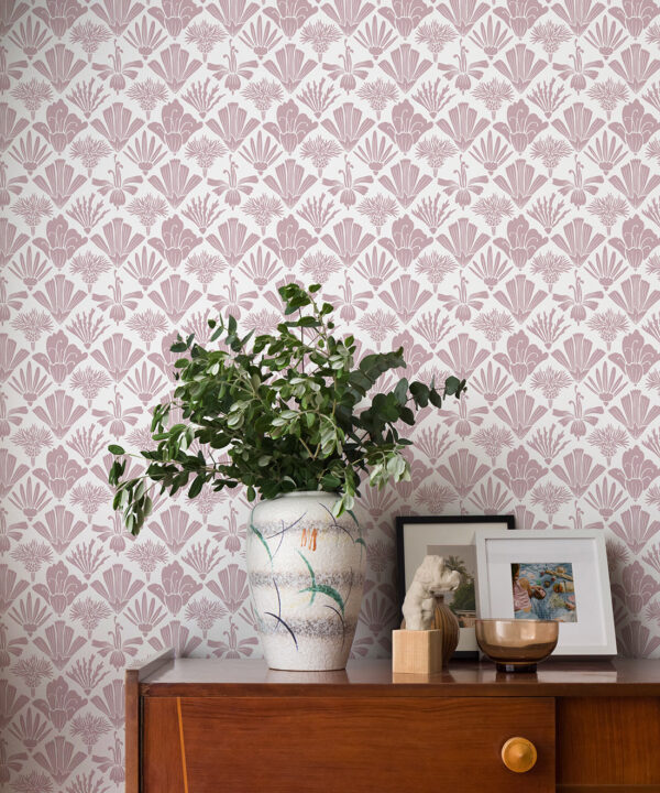 In The Bloom Collection - Wallpaper Republic - Fanned Flowers Wallpaper - Colorway: Rose - Insitu