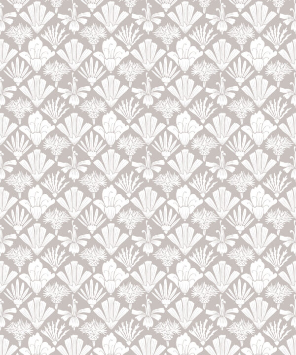 In The Bloom Collection - Wallpaper Republic - Fanned Flowers Wallpaper - Colorway: Taupe - Swatch