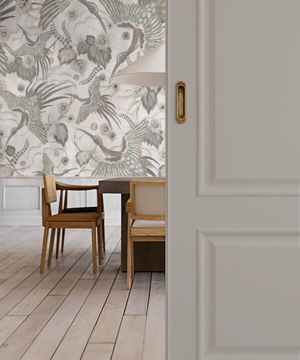 Bird Paradise Wallpaper - Colorway: Dove - Insitu