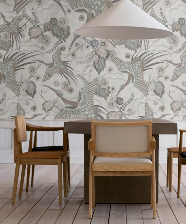 Bird Paradise Wallpaper - Colorway: Dove - Insitu