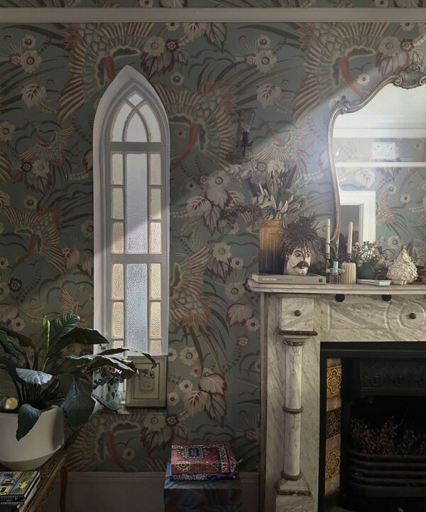 Bird Paradise Wallpaper - Colorway: Haze - Insitu