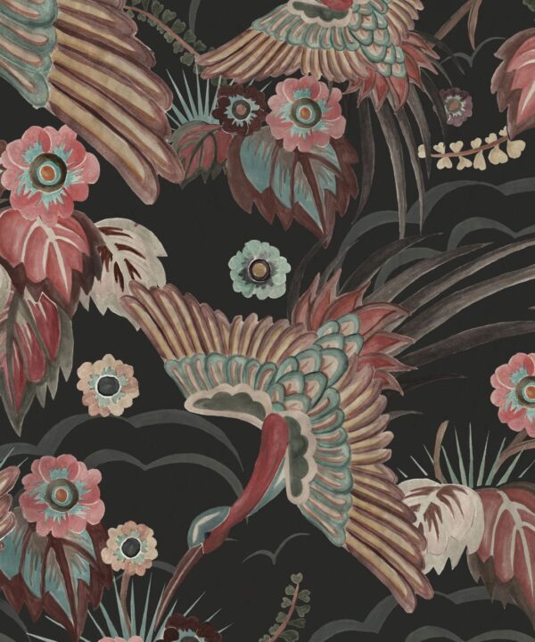 Bird Paradise Wallpaper - Colorway: Ink - Swatch