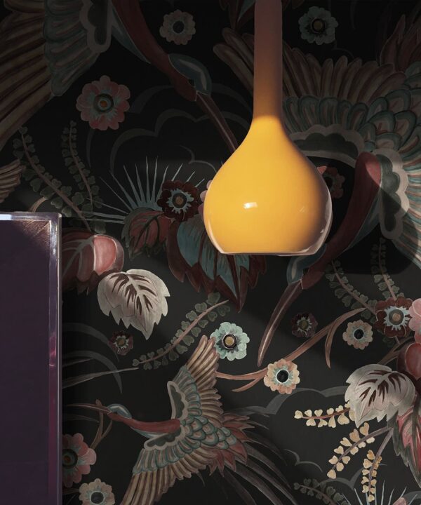 Bird Paradise Wallpaper - Colorway: Ink - Insitu