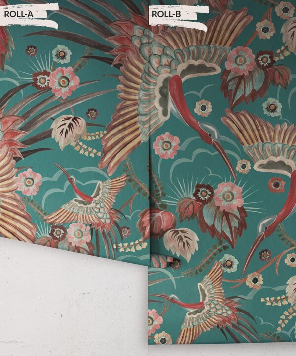 Bird Paradise Wallpaper - Colorway: Ocean - Rolls