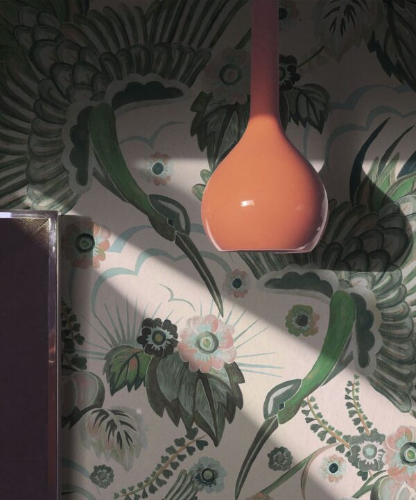 Bird Paradise Wallpaper - Colorway: Rose Mint - Insitu