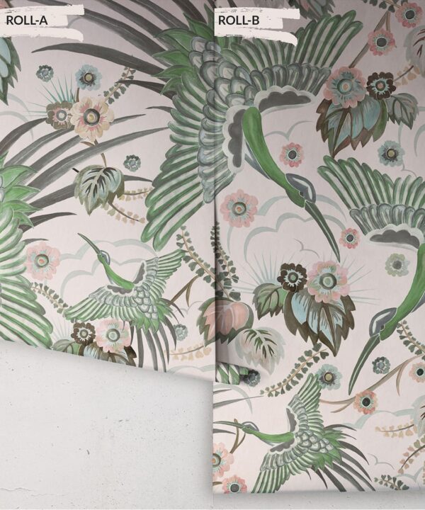 Bird Paradise Wallpaper - Colorway: Rose Mint - Rolls