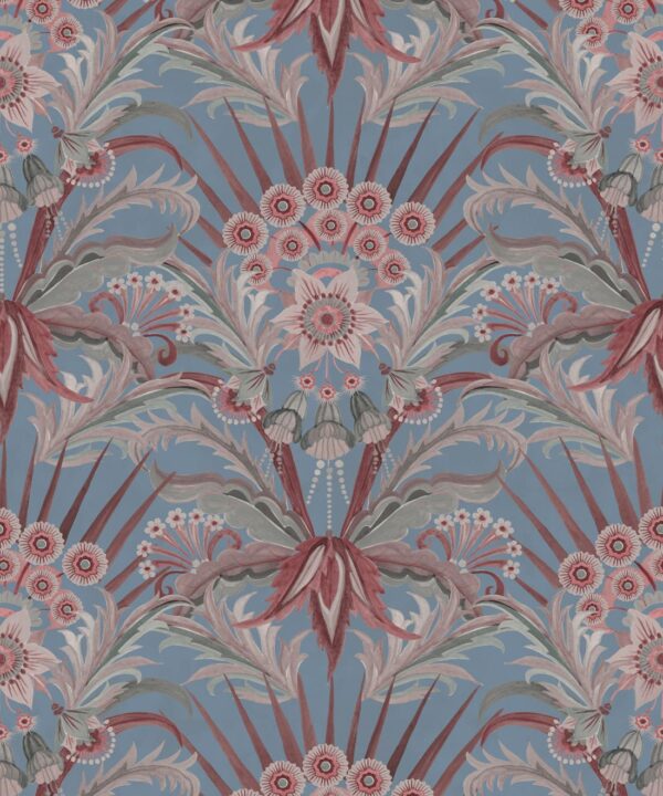 Morning Flowers Wallpaper - Colorway: Cornflower - Swatch