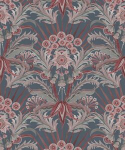 Morning Flowers Wallpaper - Colorway: Dusty Blue - Swatch