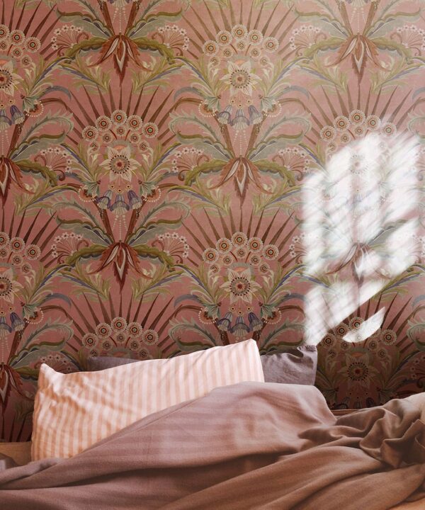 Morning Flowers Wallpaper - Colorway: Dusty Pink - Insitu