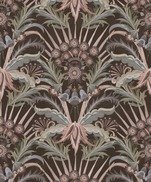 Morning Flowers Wallpaper - Colorway: Espresso - Swatch