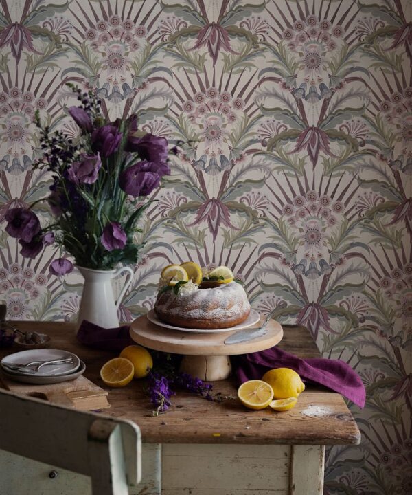 Morning Flowers Wallpaper - Colorway: Lavender - Insitu