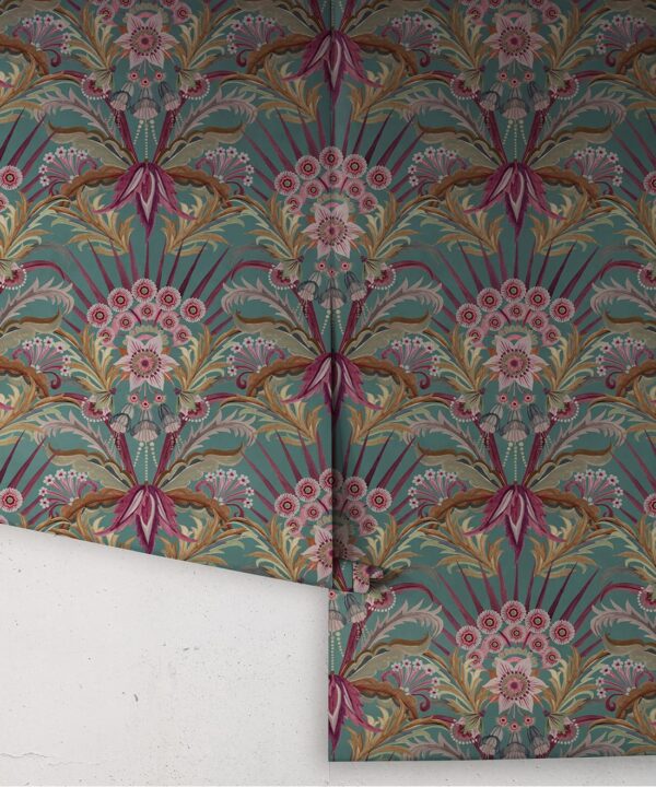 Morning Flowers Wallpaper - Colorway: Tropical Teal - Rolls