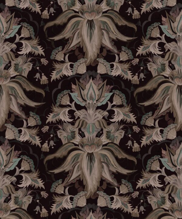 Sunset Lilies Wallpaper - House of Heras - Gardens of Andalucia - Lookbook - Colorway: Ink - Swatch