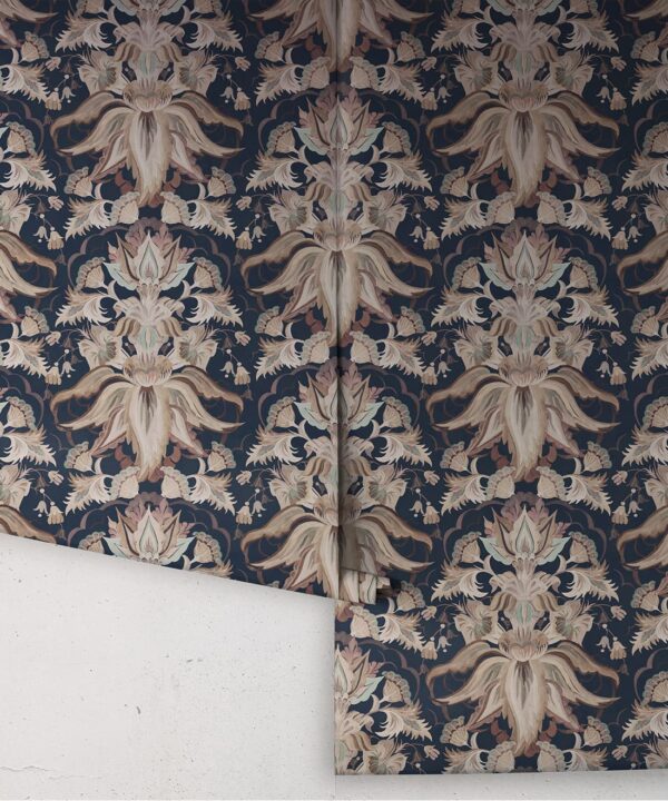 Sunset Lilies Wallpaper - House of Heras - Gardens of Andalucia - Lookbook - Colorway: Navy - Rolls