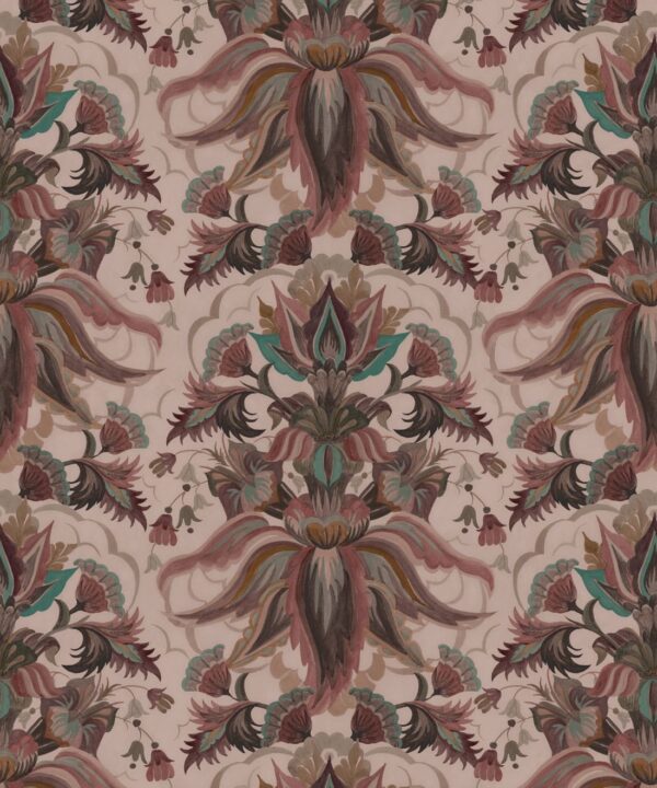 Sunset Lilies Wallpaper - House of Heras - Gardens of Andalucia - Lookbook - Colorway: Rose - Swatch