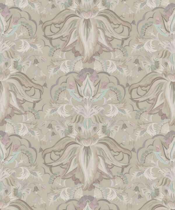 Sunset Lilies Wallpaper - House of Heras - Gardens of Andalucia - Lookbook - Colorway: Sand - Swatch