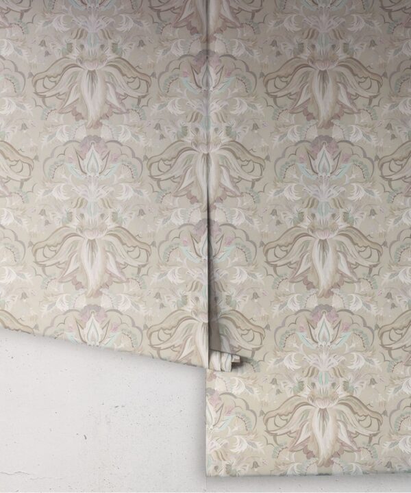 Sunset Lilies Wallpaper - House of Heras - Gardens of Andalucia - Lookbook - Colorway: Sand - Rolls