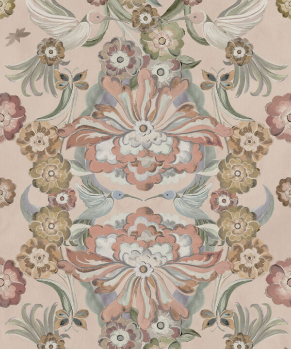 Hummingbird Garden Wallpaper - Colorway: Ballet Pink - Swatch