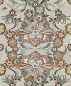 Hummingbird Garden Wallpaper - Colorway: Cream - Swatch
