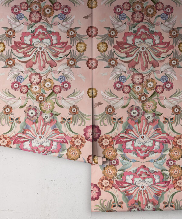 Hummingbird Garden Wallpaper - Colorway: Fairy Floss - Rolls